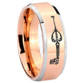 8MM kingdom heart keyblades Beveled Rose Gold Tungsten Wedding Band
