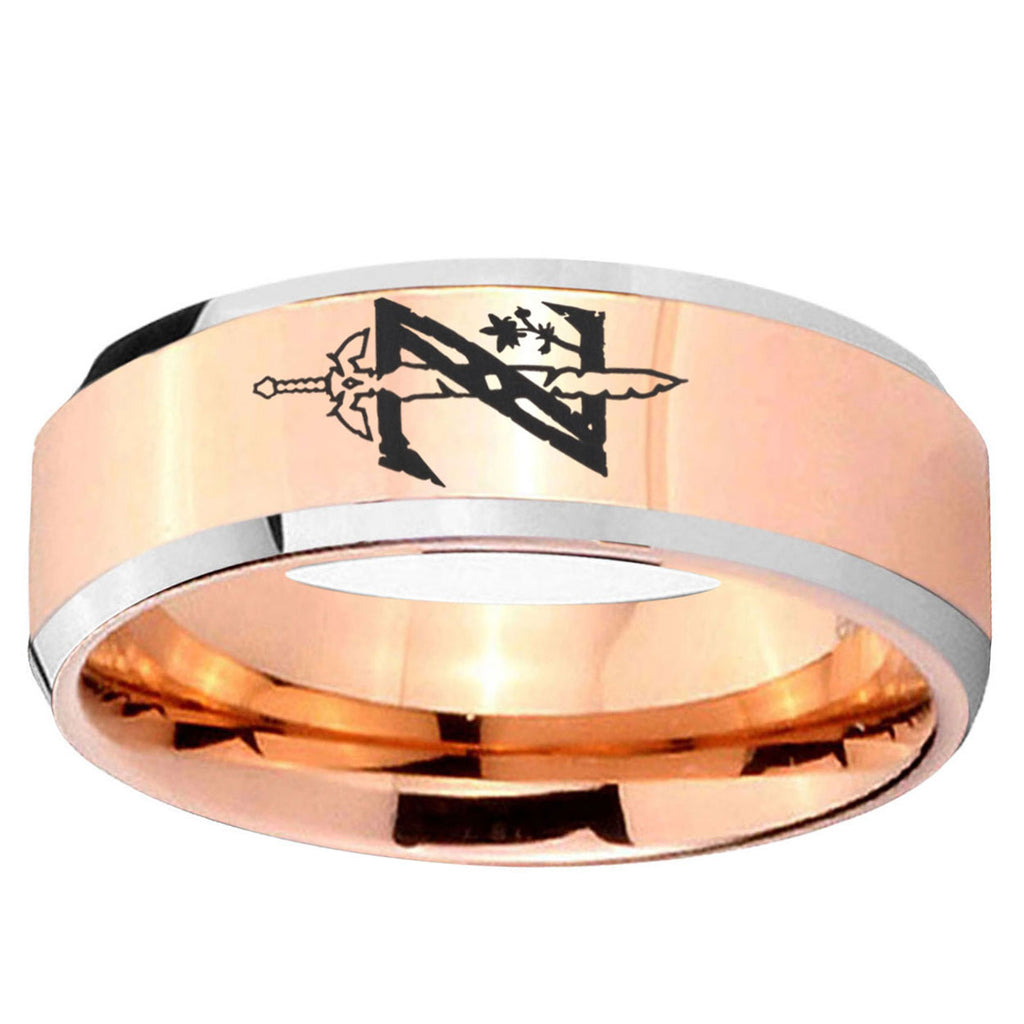 5MM Zelda Breath Of The Wild Beveled Rose Gold Tungsten Wedding Band