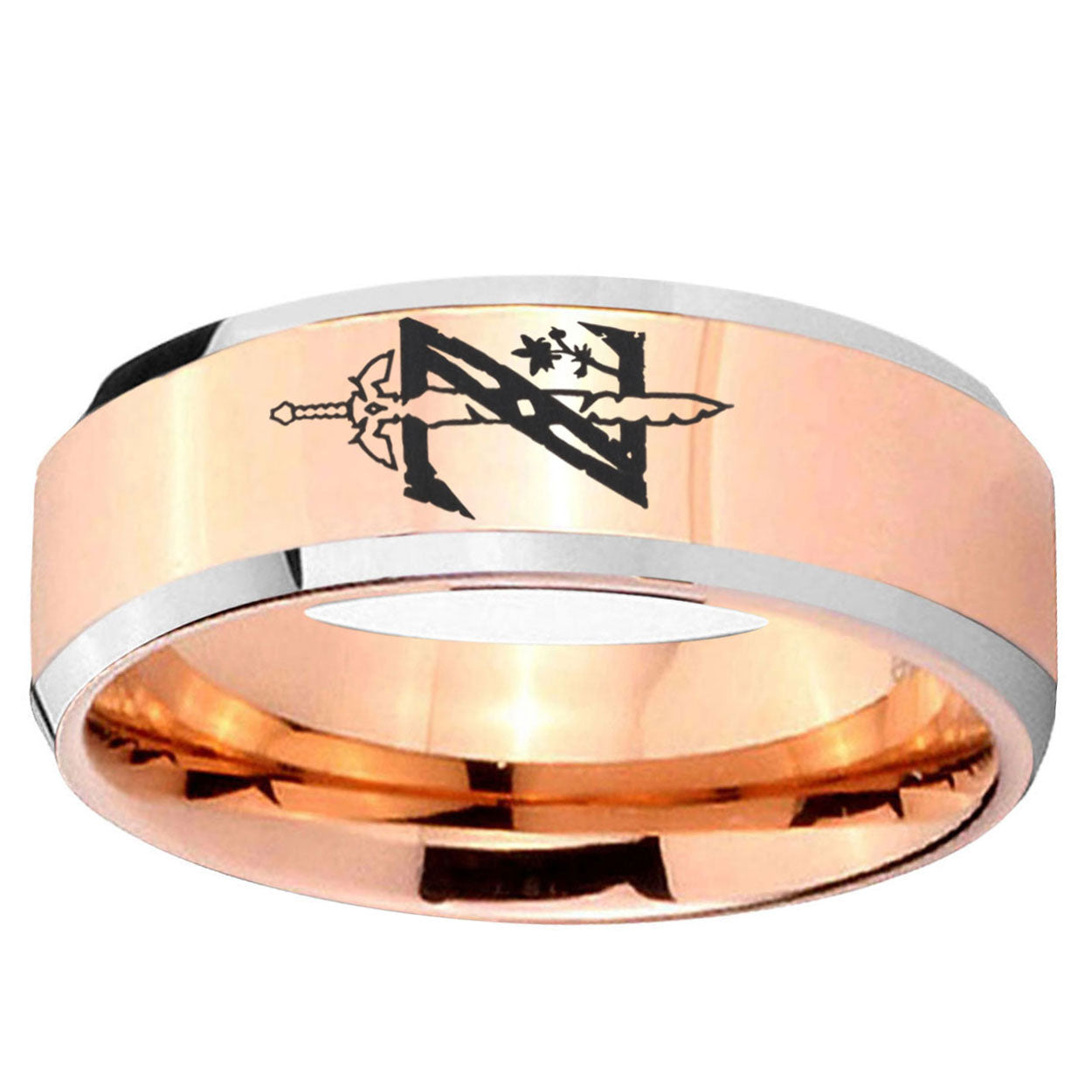 5MM Zelda Breath Of The Wild Beveled Rose Gold Tungsten Wedding Band