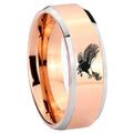 8MM Flying American Eagle Beveled Rose Gold Tungsten Wedding Band