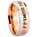 8MM Viking Beveled Rose Gold Tungsten Wedding Band