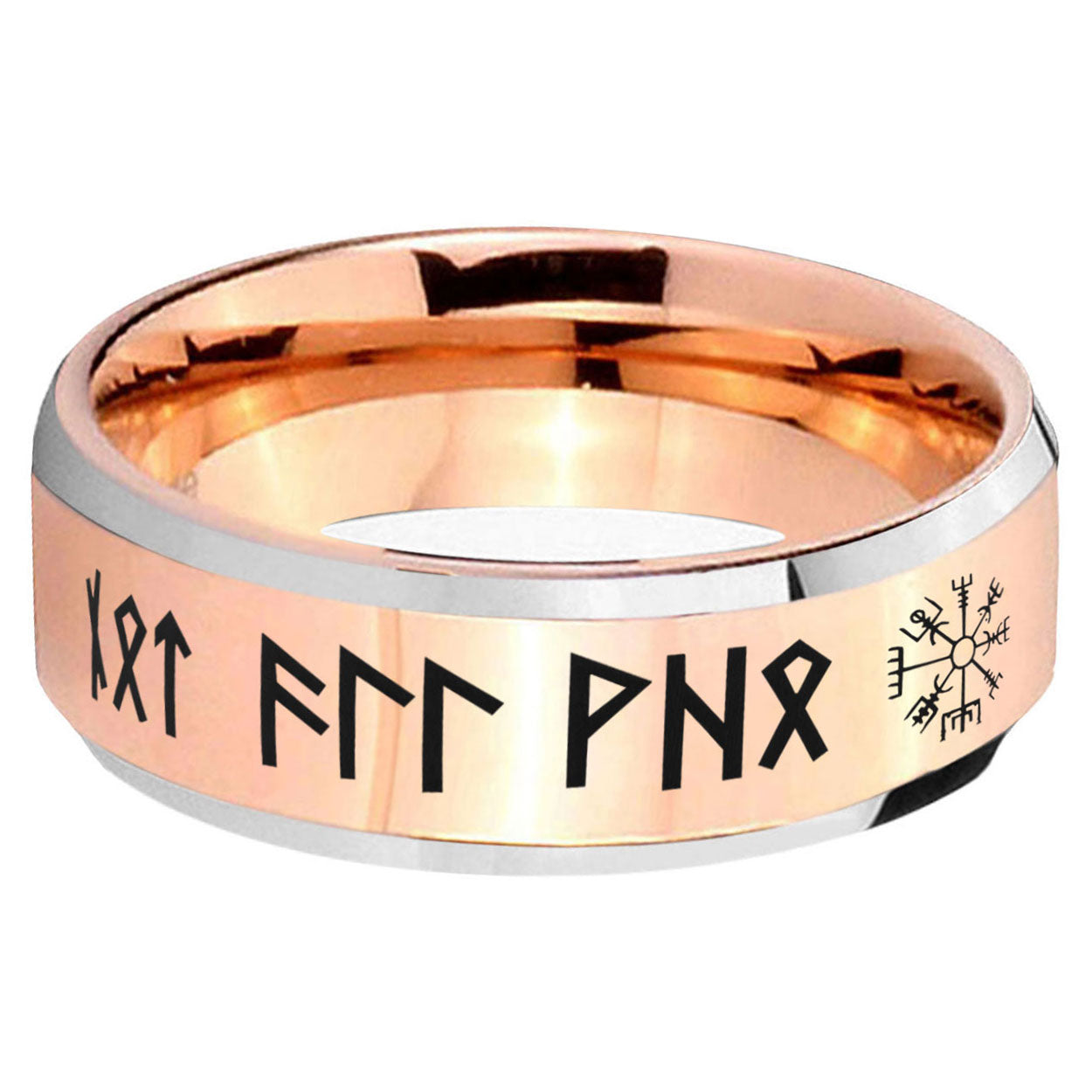 5MM Viking Beveled Rose Gold Tungsten Wedding Band