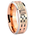 8MM Circuit Board Beveled Rose Gold Tungsten Wedding Band