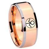 8mm Gray Lantern Beveled Edge Rose Gold Tungsten Mens Bands