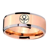 5, 8mm Gray Lantern Beveled Edge Rose Gold Tungsten Mens Bands