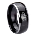10mm Fleur Delis Dome Glossy Black 2 Tone Tungsten Carbide Engraved Ring