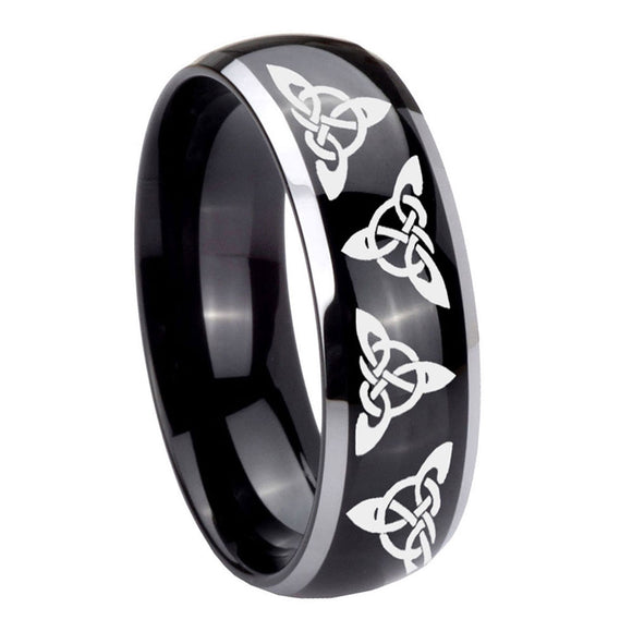 8mm-Celtic-Triangles-Dome-Glossy-Black-2-Tone-Tungsten-Carbide-Promise-Ring