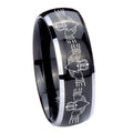 8mm Irish Claddagh Dome Glossy Black 2 Tone Tungsten Ring