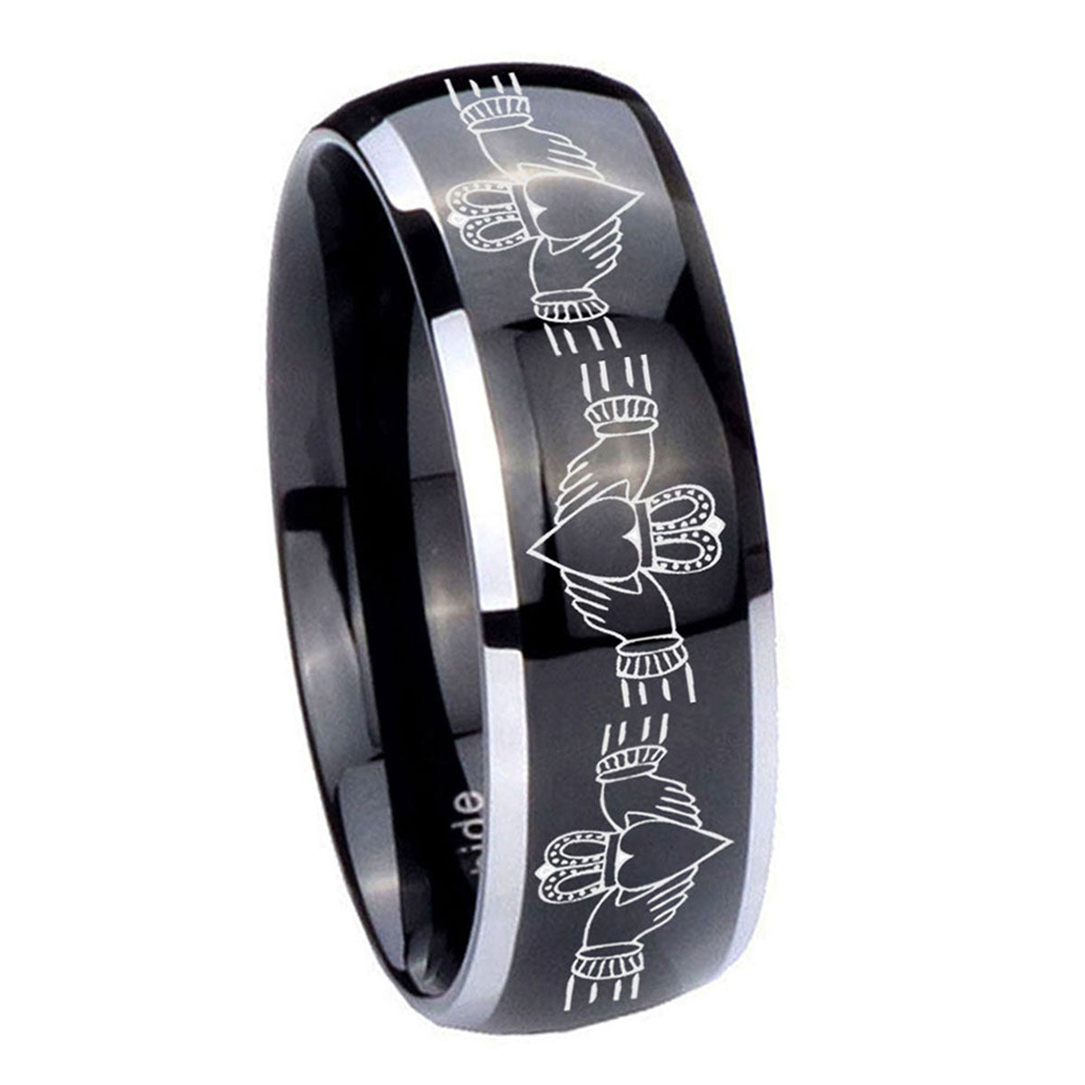 Multiple Christian Cross Tungsten Carbide Wedding Set Rings