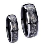 His Hers Irish Claddagh Dome Glossy Black 2 Tone Tungsten Rings for Men Set