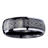 10mm Celtic Knot Dome Glossy Black 2 Tone Tungsten Ring