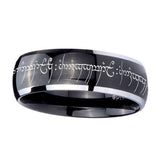 5, 8mm Lord Of The Rings Dome Two Tone Black Mens Tungsten Carbide Ring