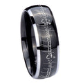 8mm Lord Of The Ring Dome Two Tone Black Mens Tungsten Ring