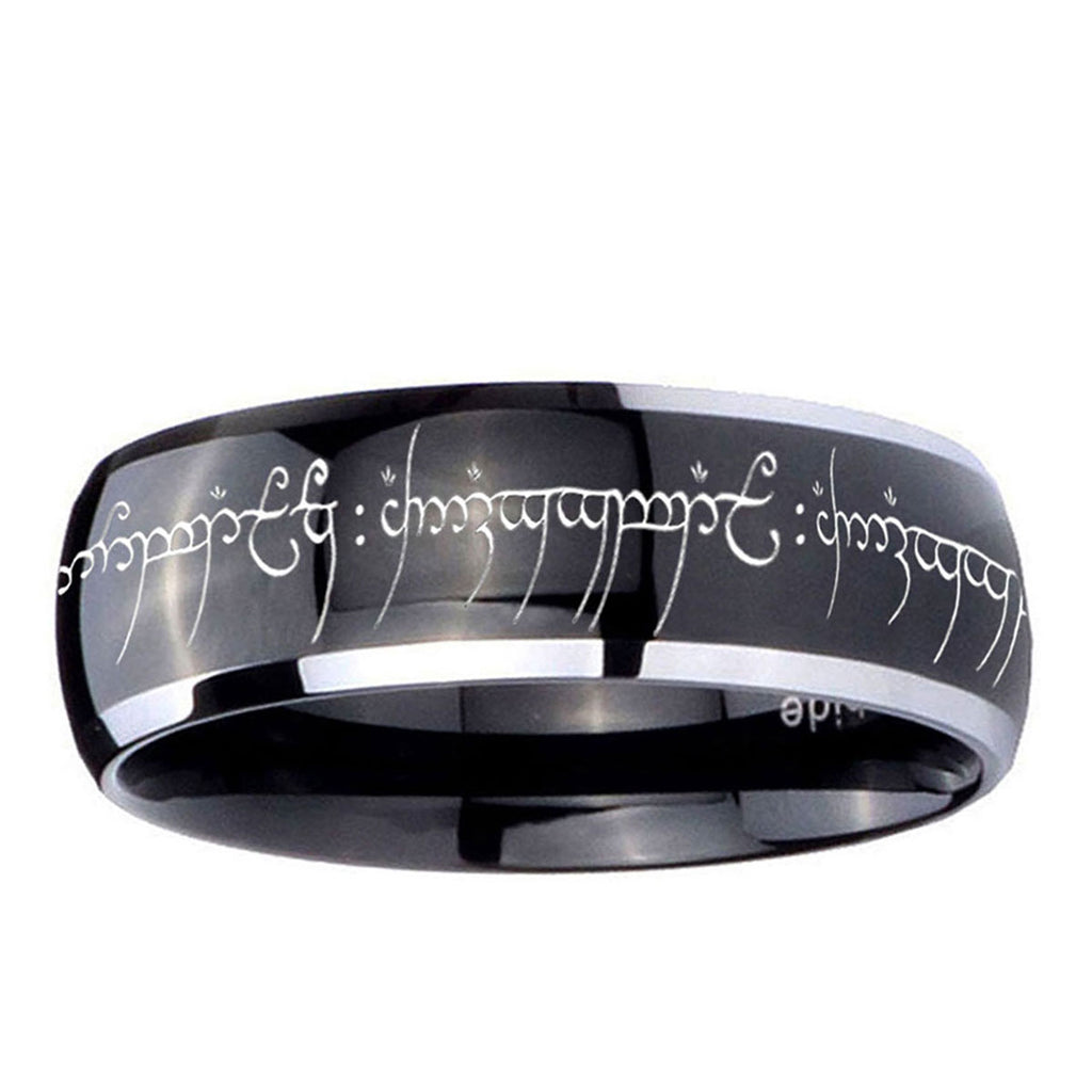 5mm Lord Of The Ring Dome Two Tone Black Mens Tungsten Ring