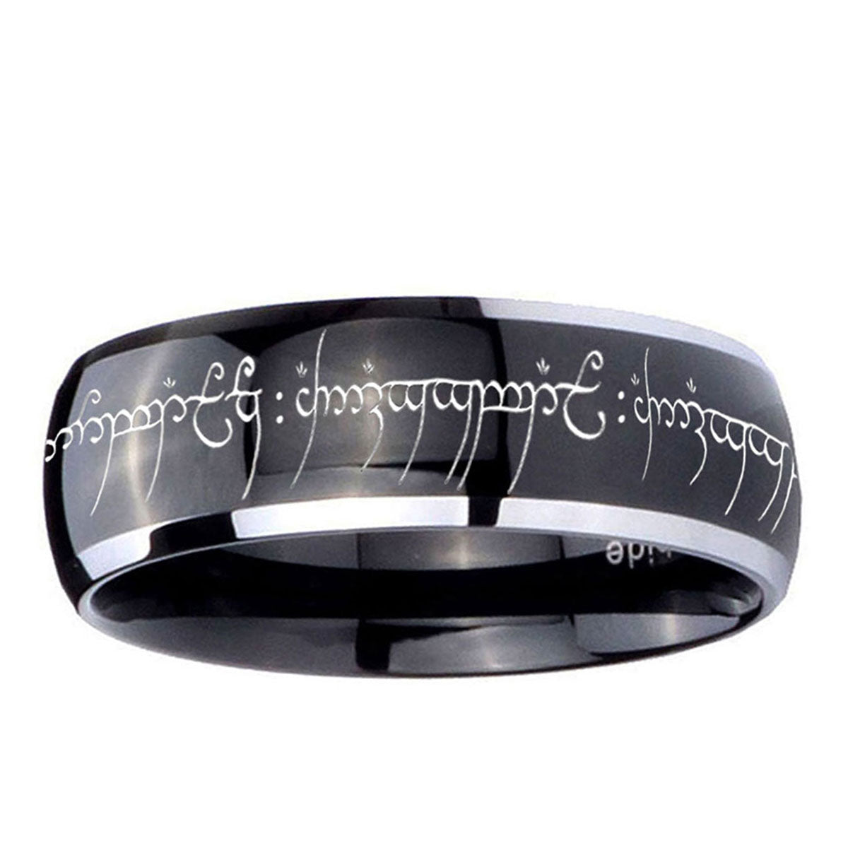 5mm Lord Of The Ring Dome Two Tone Black Mens Tungsten Ring