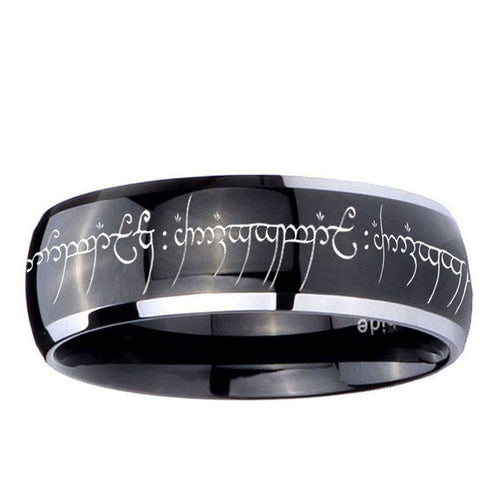 5mm Lord Of The Ring Dome Two Tone Black Mens Tungsten Ring
