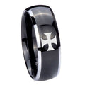 10mm Maltese Cross Dome Glossy Black 2 Tone Tungsten Men's Promise Rings