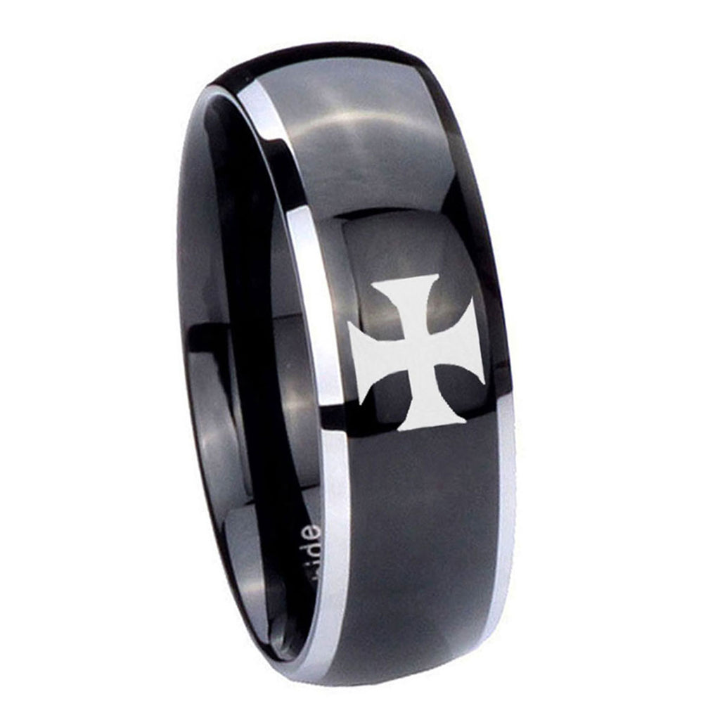 Flat Christian Cross Tungsten Carbide Wedding Set Ring