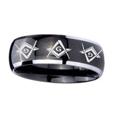 10mm-Master-Mason-Masonic--Dome-Glossy-Black-2-Tone-Tungsten-Custom-Ring-for-Men