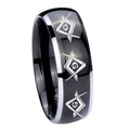 10mm Master Mason Masonic Dome Glossy Black 2 Tone Tungsten Custom Ring for Men