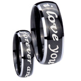 10mm-I-Love-You-Forever-and-ever-Dome-Glossy-Black-2-Tone-Tungsten-Engraved-Ring