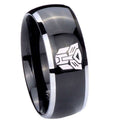 10mm Transformers Autobot Dome Glossy Black 2 Tone Tungsten Mens Bands Ring