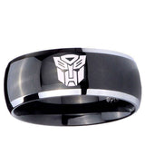5, 8mm Transformers Autobot Dome Glossy Black 2 Tone Tungsten Men's Promise Rings