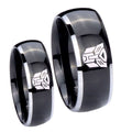 Transformers Autobot Dome Glossy Black 2 Tone Tungsten Mens Set Rings