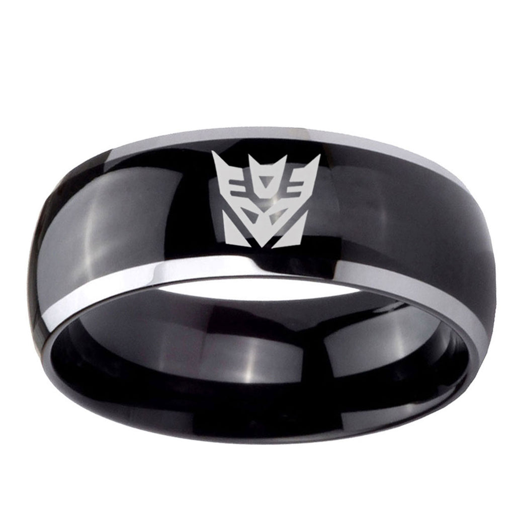 5mm Decepticon Transformers Dome Glossy Black 2 Tone Tungsten Ring