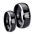 Decepticon Transformers Dome Glossy Black 2 Tone Tungsten His Hers Set Rings