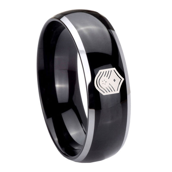 8mm-Chief-Master-Sergeant-Vector-Dome-Glossy-Black-2-Tone-Tungsten-Men's-Ring