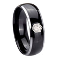 10mm Chief Master Sergeant Vector Dome Glossy Black 2 Tone Tungsten Bands Ring