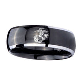 8mm-Marine-Dome-Glossy-Black-2-Tone-Tungsten-Carbide-Mens-Engagement-Ring