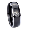8mm Marine Dome Glossy Black 2 Tone Tungsten Engagement Ring