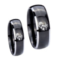 Marine Dome Glossy Black 2 Tone Tungsten Couple Band Set