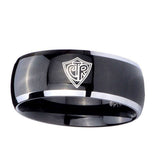 8mm-CTR-Dome-Glossy-Black-2-Tone-Tungsten-Carbide-Mens-Engagement-Band