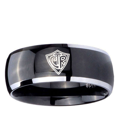 10mm CTR Dome Glossy Black 2 Tone Tungsten Carbide Promise Ring
