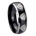 8mm Multiple CTR Dome Glossy Black 2 Tone Tungsten Mens Ring