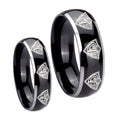 Multiple CTR Dome Glossy Black 2 Tone Tungsten Mens Band Set