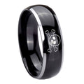 8mm Skull Dome Glossy Black 2 Tone Tungsten Custom Mens Ring