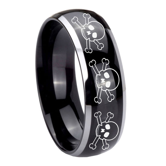 10mm-Multiple-Skull-Dome-Glossy-Black-2-Tone-Tungsten-Carbide-Anniversary-Ring
