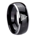 8mm Seeing Eye of God Dome Two Tone Black Tungsten Ring