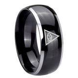 8mm Seeing Eye of God Dome Two Tone Black Tungsten Carbide Ring
