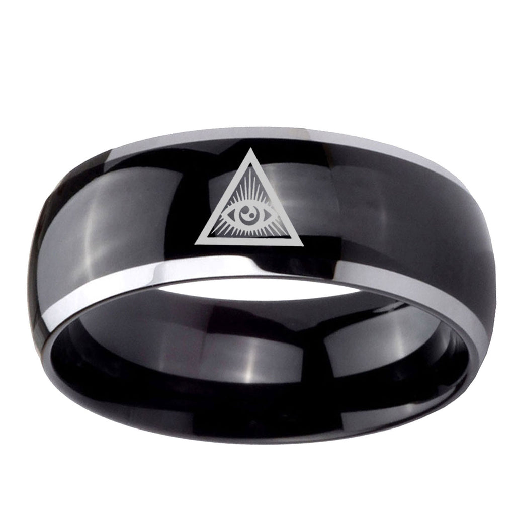 5mm Seeing Eye of God Dome Two Tone Black Tungsten Ring