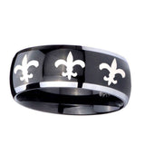 8mm-Multiple-Fleur-De-Lis-Dome-Glossy-Black-2-Tone-Tungsten-Promise-Ring