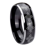 8mm-Multiple-Crosses-Dome-Glossy-Black-2-Tone-Tungsten-Carbide-Rings-for-Men