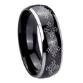 8mm Multiple Crosses Dome Glossy Black 2 Tone Tungsten Ring