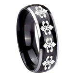 8mm-Multiple-Fleur-De-Lis-Dome-Glossy-Black-2-Tone-Tungsten-Engraved-Ring