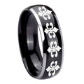10mm Multiple Fleur Delis Dome Glossy Black 2 Tone Tungsten Men's Wedding Band