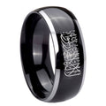 8mm Islamic Shahada Dome Two Tone Black Tungsten Ring